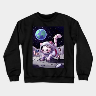 Cute Kawaii cat astronaut on moon Crewneck Sweatshirt